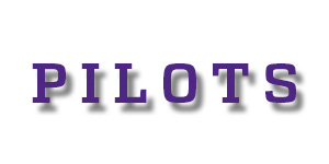 The pilots wordmark in purple with a drop shadow effect.