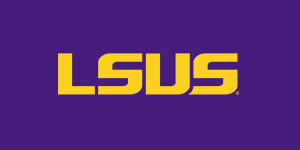 LSUS logo on a purple background. The letters &ldquo;LSU&rdquo; are in gold and the letter &ldquo;S&rdquo; is in white.