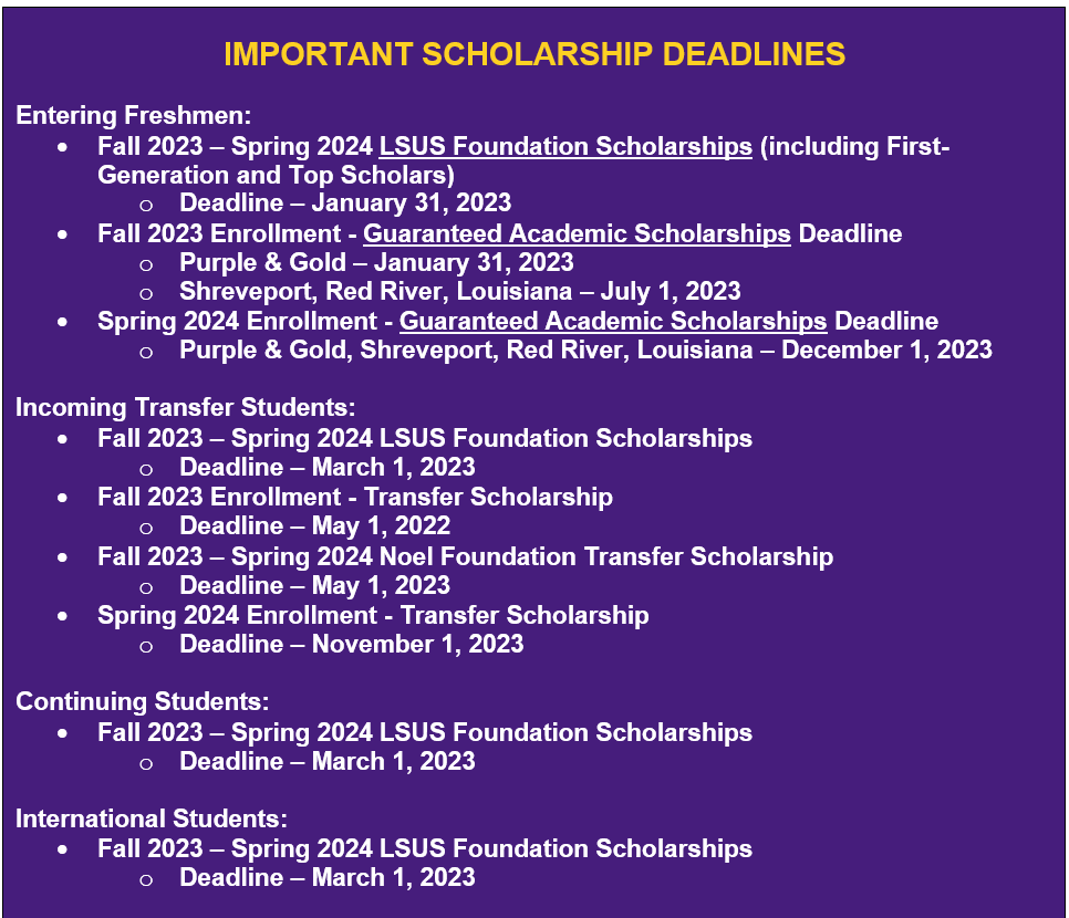 2023 - 2024 important scholarship dates
