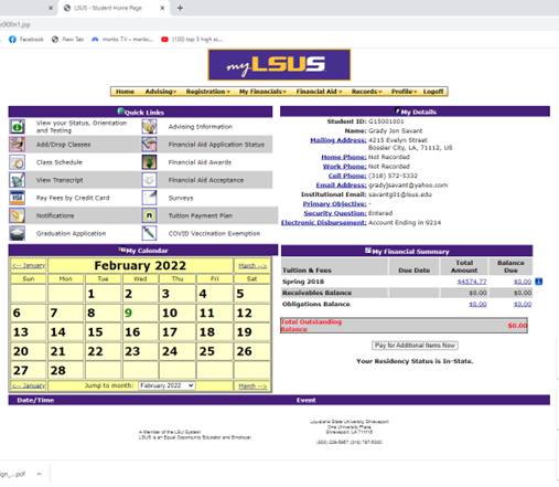 mylsus interface instructions for graduation